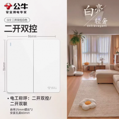 公牛开关插座86型暗装电源家用墙壁面板 二开双控开关（升级16安承载）